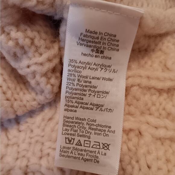 EUC J. Crew Sweater Off-White Mock Turtleneck Cable Knit Wool Blend Size XXS - Picture 6 of 6